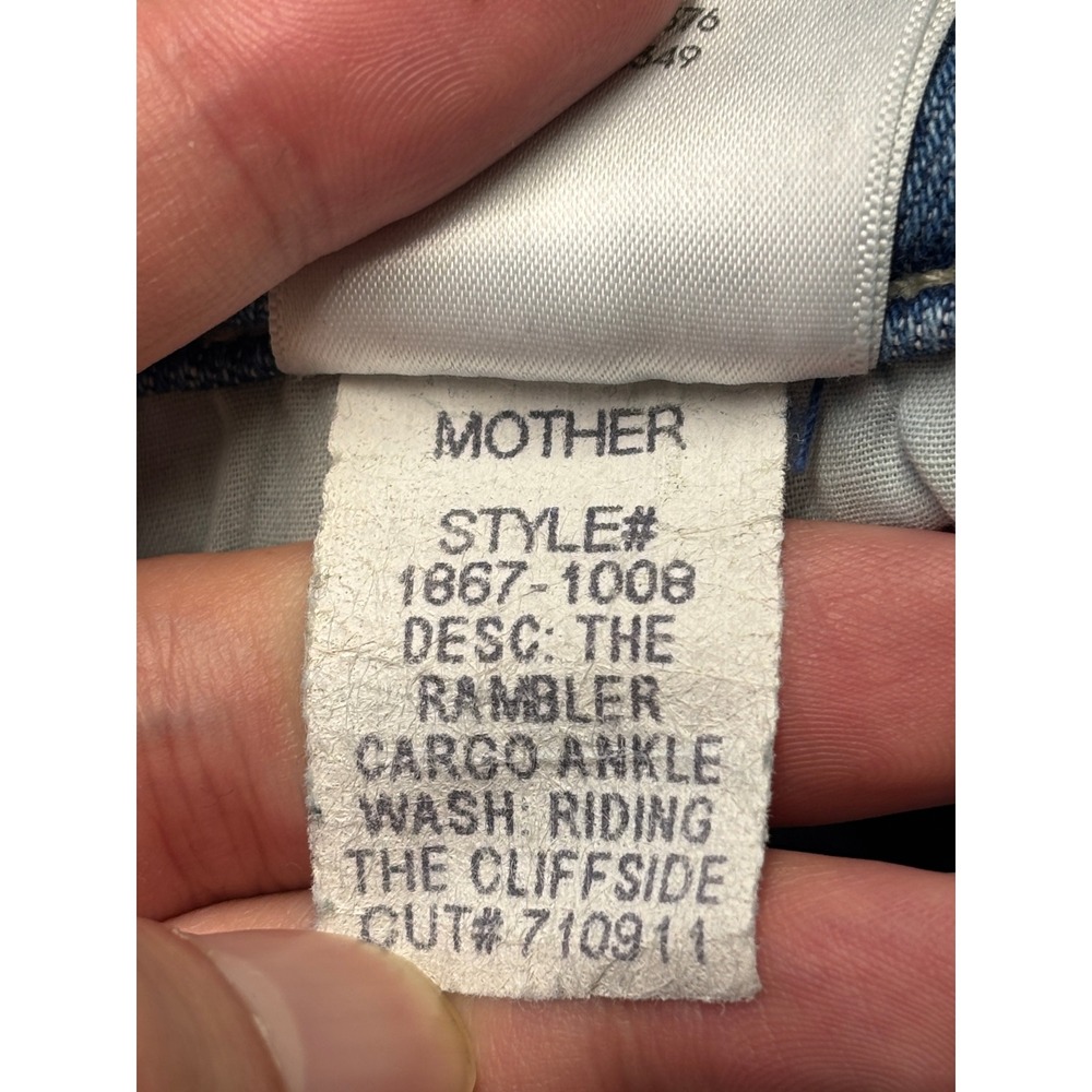 Mother The Rambler Cargo Ankle Jeans Riding The Cliffside Blue Wide Leg 25X28 - Picture 7 of 16